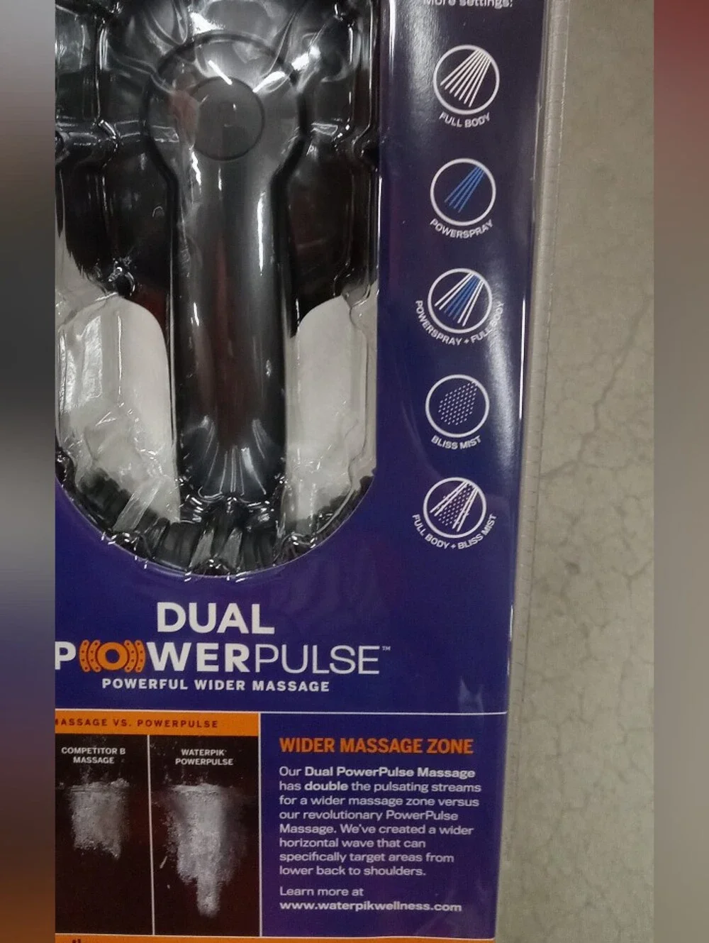 New WATERPIK Showerhead 6 Settings Black Matte